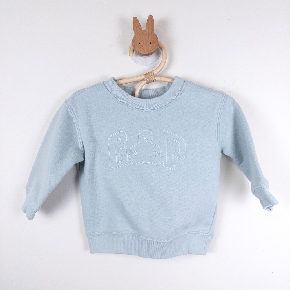 Gap Sweatshirt Kids 6-12 Months Blue‎ Brannan Bear Embroidered Fleece Pullover